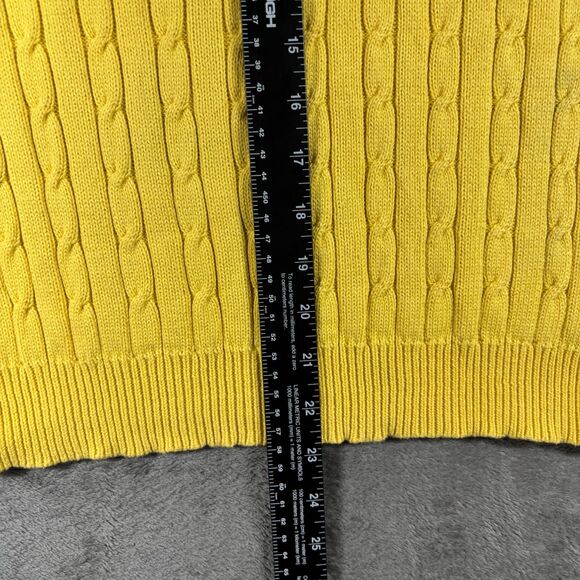 Pierre Cardin Women Cable Knit Sweater Vest Vintage Y2K Preppy Yellow XL L113 - Picture 5 of 7